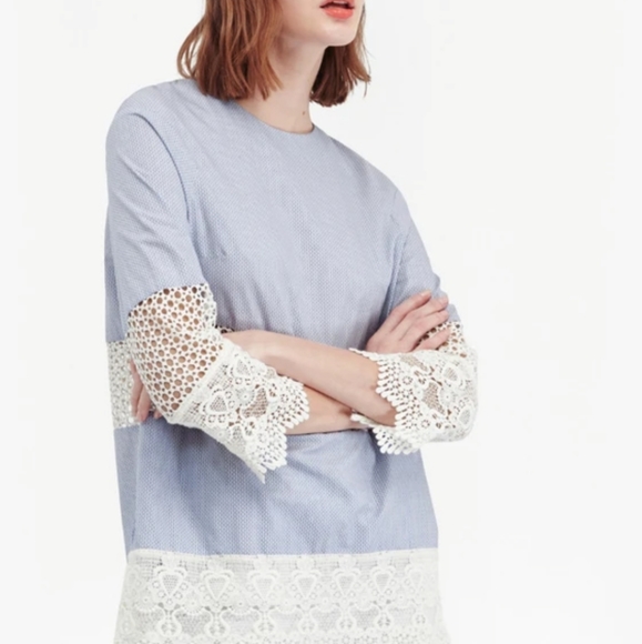 French Connection size S Kyra cotton lace crochet tunic - Picture 4 of 10